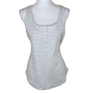 NWOT Haven Well Within White Stripe Top Size L Athleisure Coastal Minimalist